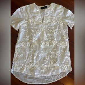 Gracila M Blouse Tunic Lacy Overlay White Artsy Boxy Embroidered SZ M